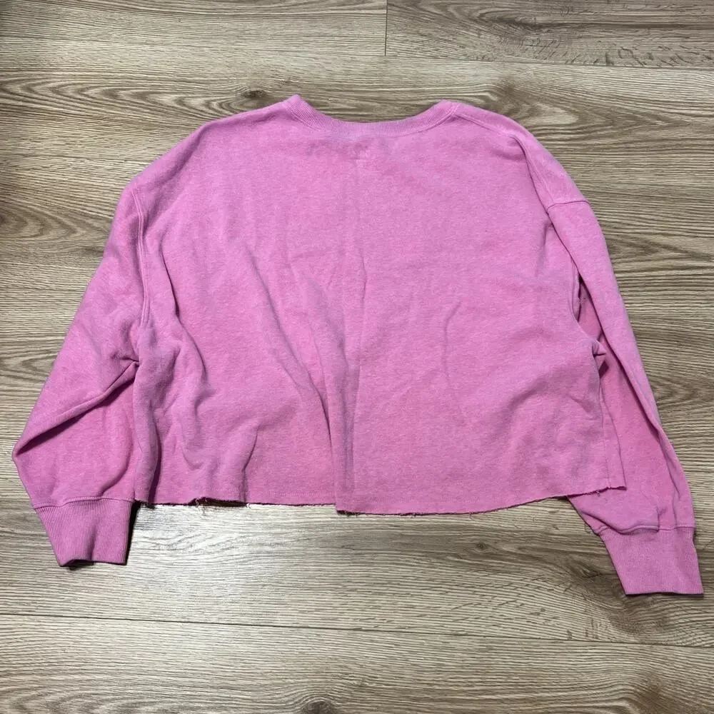 Justice Youth Girl’ Pink Logo Cropped Pullover Sweatshirt Size XL 16/18 (A46)